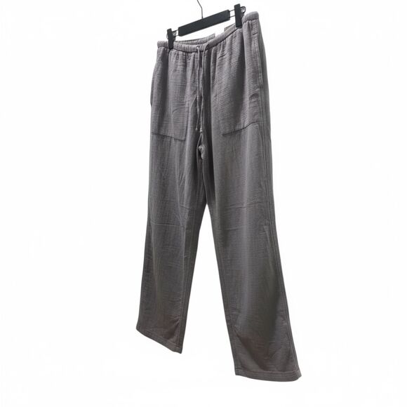 Calvin Klein Gray Drawstring Linen Pants - Size M - NWT - Picture 1 of 3